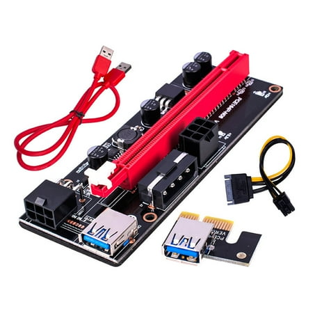 PCI-E Riser Board 1X to extender riser card PCI-E 16X Extender 6-pin ...