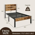 thumbnail image 7 of Fluest Twin Size Bed Frame with Headboard and Footboard,Metal Support,No Box Spring Needed, Rustic Brown, 7 of 7