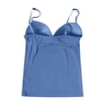 thumbnail image 6 of YAYUBA Camisole Tank Top for Women with Built-in Padded Shelf Bra Support,Spaghetti Strap Layering Camis, Basic Undershirt,Blue,S, 6 of 8