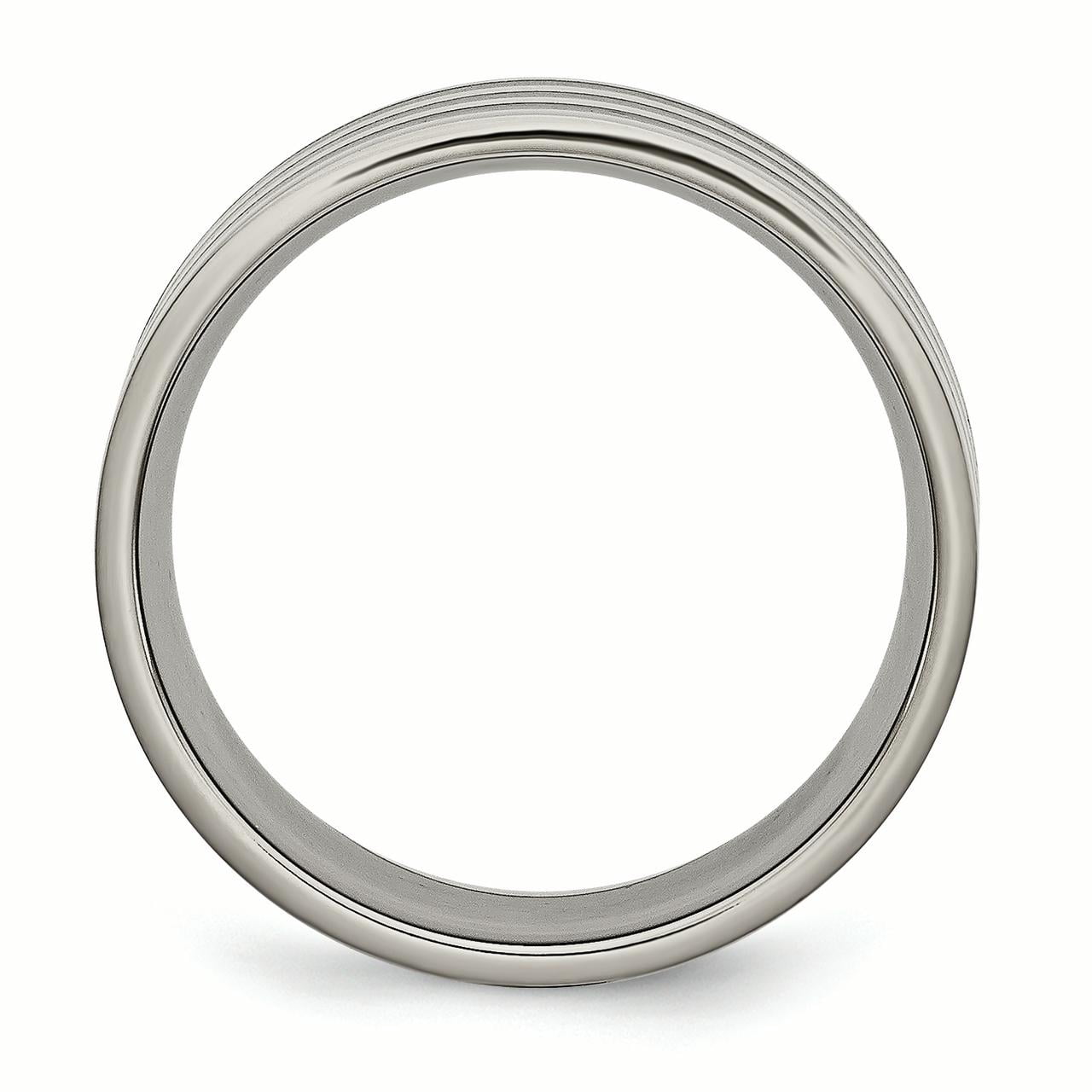 Primal Steel Titanium Black IP-plated Striped 8mm Band