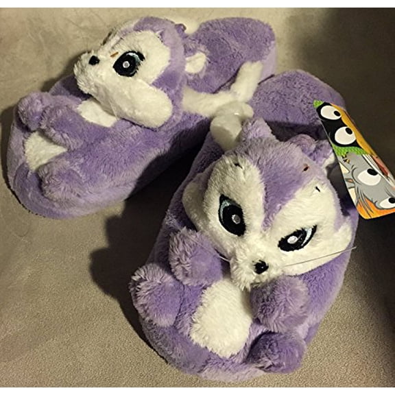 Looney Tunes Plush Purple Pussy Foot Pussyfoot Kid Shoe Plush Slippers Size 7-8