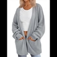 thumbnail image 2 of Cárdigan Extragrande de Punto Suave para Mujer con Bolsillos Gris M, 2 of 6