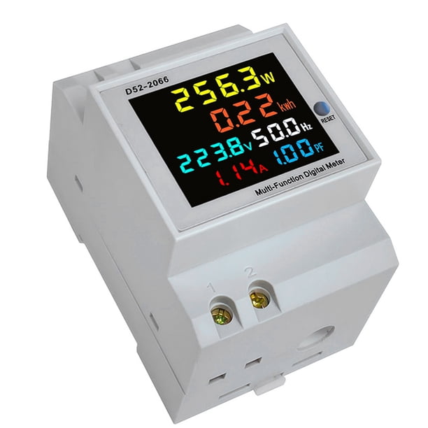 Monitor de CA de Riel DIN 6IN1 250-450V 100A Factor de Potencia de Corriente de Voltaje Medidor de Frecuencia de EnergíA EléCtrica KWH VOLT AMP
