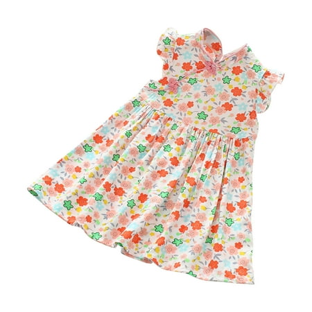 

Funicet Baby Girls Summer Dresses Cap Sleeve V-Neck Floral Dresses with Casual Pleated Swing for 2-10 Years