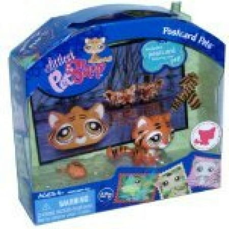 - Littlest Pet Shop Postcard Pets Series Portable Bobble Head Pet Figure Gift Set #905 - Tiger with Mouse Toy, Scarf and Postcard
