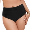 thumbnail image 3 of Kpoplk Womens High Waisted Bikini Bottoms Tummy Control Swim Bottom Ruched Full Coverage Retro Swimwear Size S,Black, 3 of 9