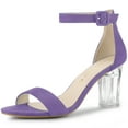 thumbnail image 1 of BLISSFUL STEP Women's Clear Heel Chunky Heels Ankle Strap Sandals, 1 of 7