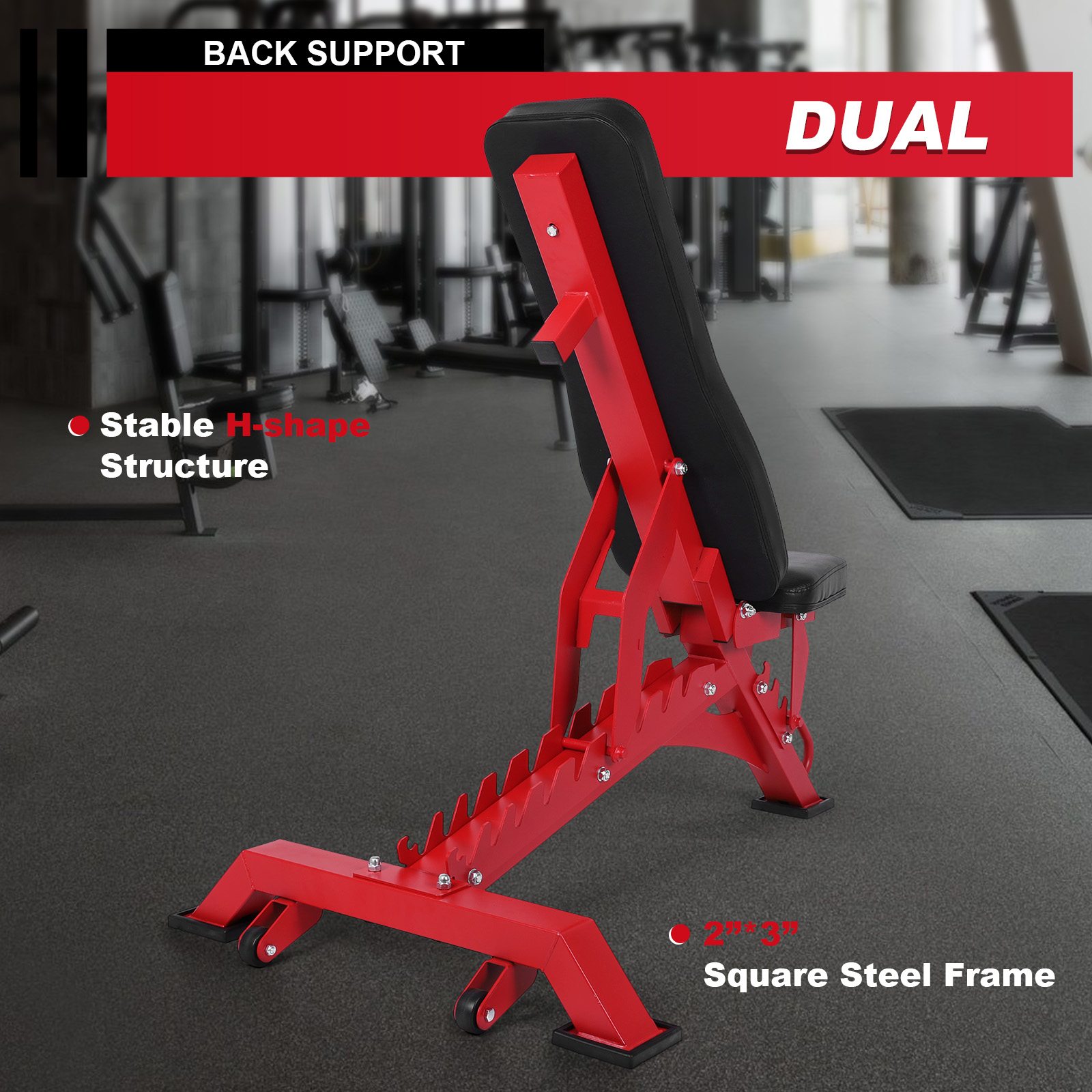 Btidfty Adjustable Weight Bench for Home Gym Strength Training 1300LBS Weight Capacity Incline Decline Flat Utility Workout Bench Fitness Equipment (Red)