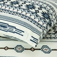 thumbnail image 5 of Chezmoi Collection 3-Piece Southwestern Tribal Lodge Bed Sheet Set, Twin Size - Ivory Navy Brown Red Printed Microfiber Soft Breathable Deep Pocket Sheets and Pillowcases Set, 5 of 9