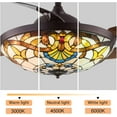thumbnail image 6 of FETCOI 42"Tiffany Style Invisible Ceiling Fan with Lights and Remote Control Retractable Reverse Blades, 6 of 9