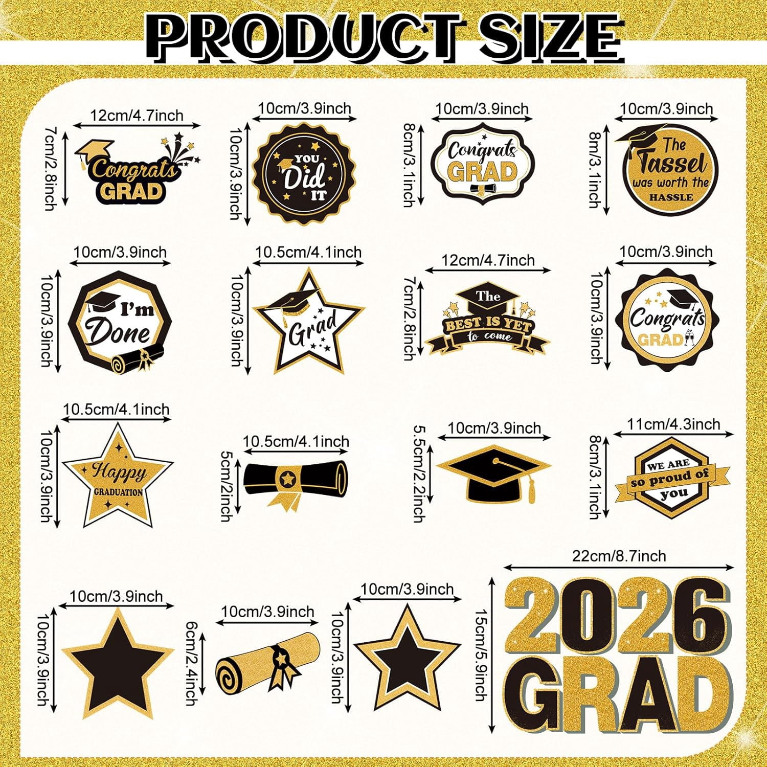 16 Pcs Graduation Magnets 2026 We are So Proud of You Graduation Car Magnets Congrats Grad Cap Stickers for Refrigerator Garage Cruise Door Magnetic Decorations