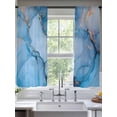 thumbnail image 3 of Gold Blue Marble Texture Sheer Curtains 72 inches Long 2 Panels Set Abstract Gradient Water Ripple Sheer Window Curtain Rod Pocket Voile Drapes for Living Room/Bedroom, Each 52" W x 72" L, 3 of 7