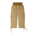 thumbnail image 4 of LEBONYARD Women Straight Leg Jeans Modern Classic,Capris Womens Pants with Pockets Loose Casual Dressy Lightweight Ladies Baggy Cargo Shorts Capris for Hiking Khaki S, 4 of 9