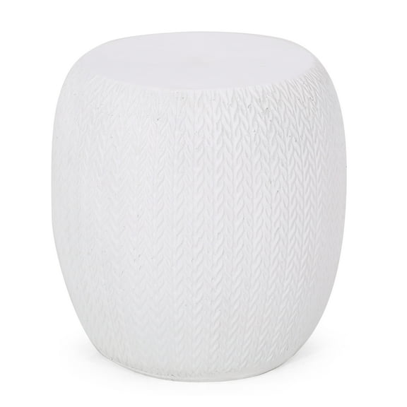 GDF Studio Duso Outdoor Lightweight Concrete Side Table, Antique White