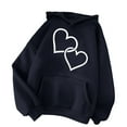 thumbnail image 3 of LEBONYARD Womens Tops Plus Size,Long Sleeve T-Shirt for Women Womens Tops Clearance Fashion Casual,Women's Comfortable Sweater Heart Pattern Printed Women's Hooded Pocket Drawstring Sweater Black M, 3 of 4