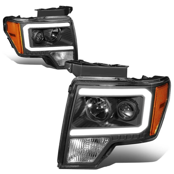 DNA Motoring For 09-14 Ford F150 LED DRL Black Amber Projector Headlight Lamps Pair