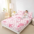 thumbnail image 5 of Homewish Princess Cute Ribbon Twin Sheet Sets for Kid, Pink Buffalo Plaid Twin Fitted Sheet, Romantic Rose Flower Flat Sheet, Lightweight Room Decor, 3pcs, 5 of 8