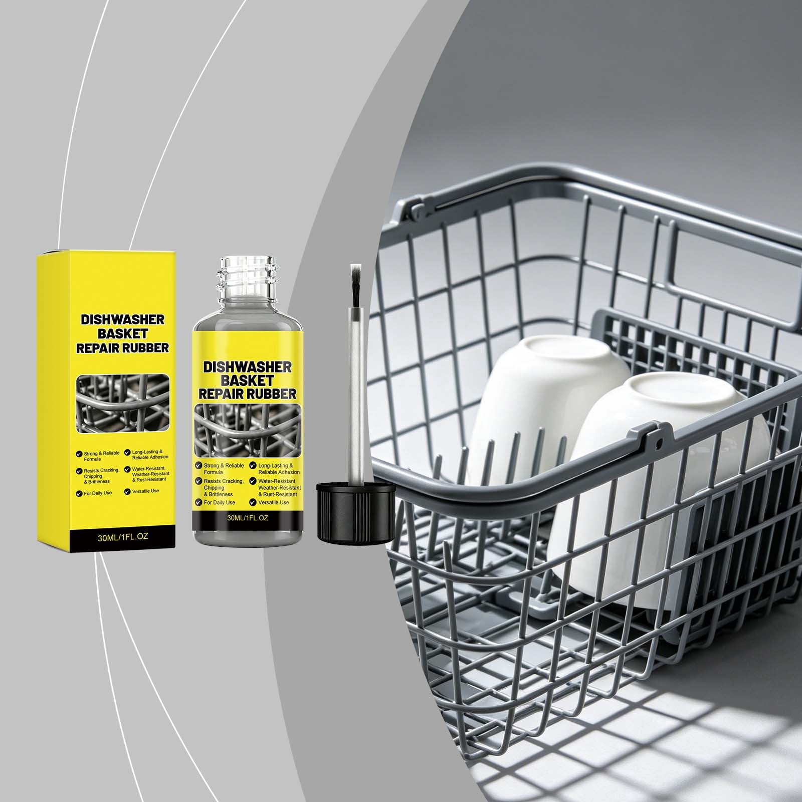 Seyotauo Dishwasher Basket Repair Rubber Coating Paint, Gray Anti Rust Chip Touch Up Refinish Paint Maintenance Kit, for Dishwasher Rack Prongs Anti Scratch Water Resistant Household Kitchen Repair
