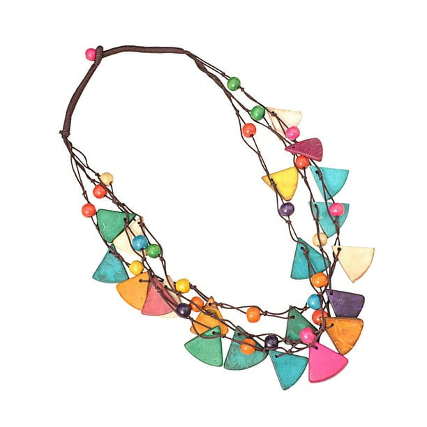 EeaseMX Collar multicapa con colgante geométrico triangular de estilo bohemio para niñas y mujeres.