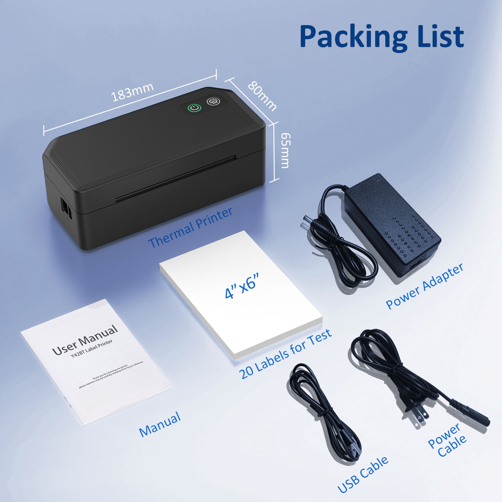 Shipping Label Printer 4x6, Bluetooth Thermal Label Printer for Small Business, Warehouse or Home Office, Compatible with Windows iOS Android Mac, USPS Amazon Ebay Etsy Black