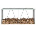 thumbnail image 1 of vidaXL Garden Log Storage Shed Galvanised Steel 330x84x152 cm Green, 1 of 4