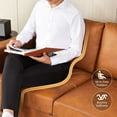 thumbnail image 6 of 85" Mid-Century Modern Cognac Tan PU Leather Sofa - Deep-Seated 3-Seater Couch with Padded Backrest and Armrests, Ideal for Living Room, Bedroom, or Office, 6 of 7