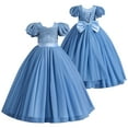 thumbnail image 3 of IBTOM CASTLE Flower Girls Sequin Lace-up Bow Dress for Kid Wedding Bridesmaid Pageant Party Formal Long Gown Communion Tulle Dresses 13-14 Years Blue, 3 of 8