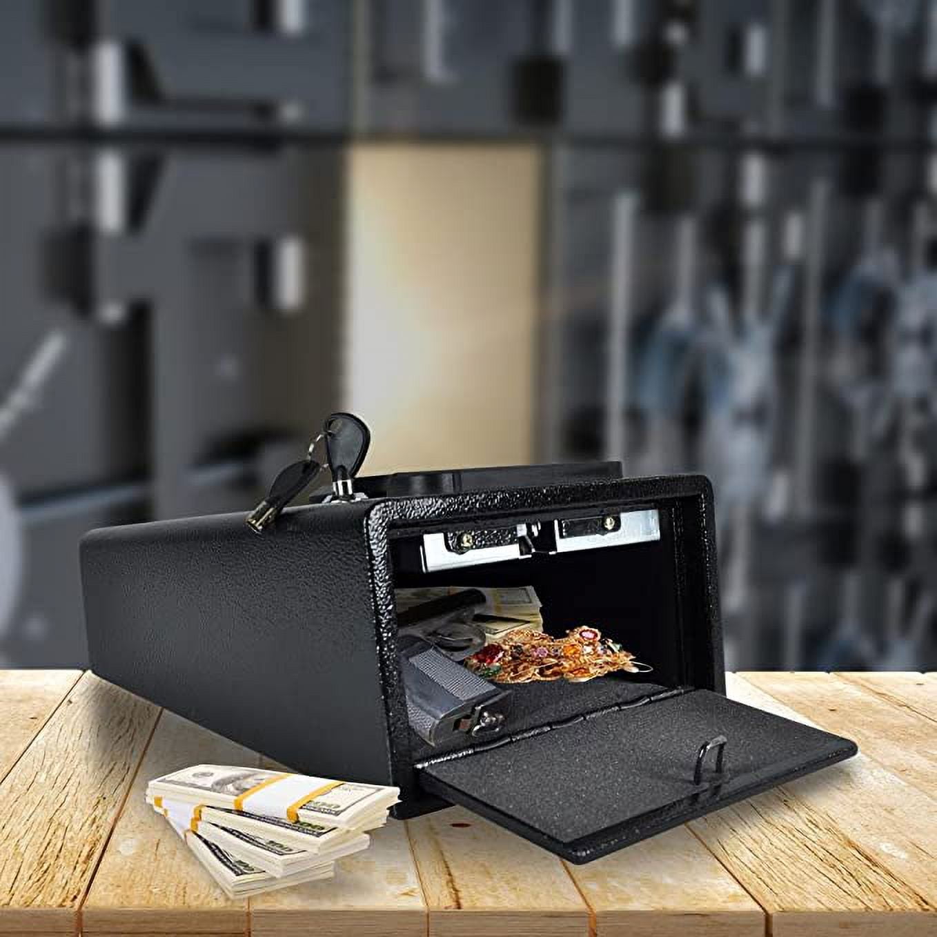 SereneLife Updated Electronic Gun Safe, Alloy Steel Drop Safe - Includes Keys - SLSFE26PS