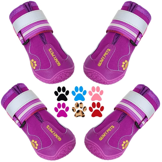 Zapatos para perros QUMY para perros grandes, botas para perros medianos, color morado, talla 4