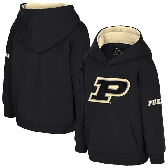 Toddler Colosseum  Black Purdue Boilermakers Big Logo Volume Fleece Pullover Hoodie