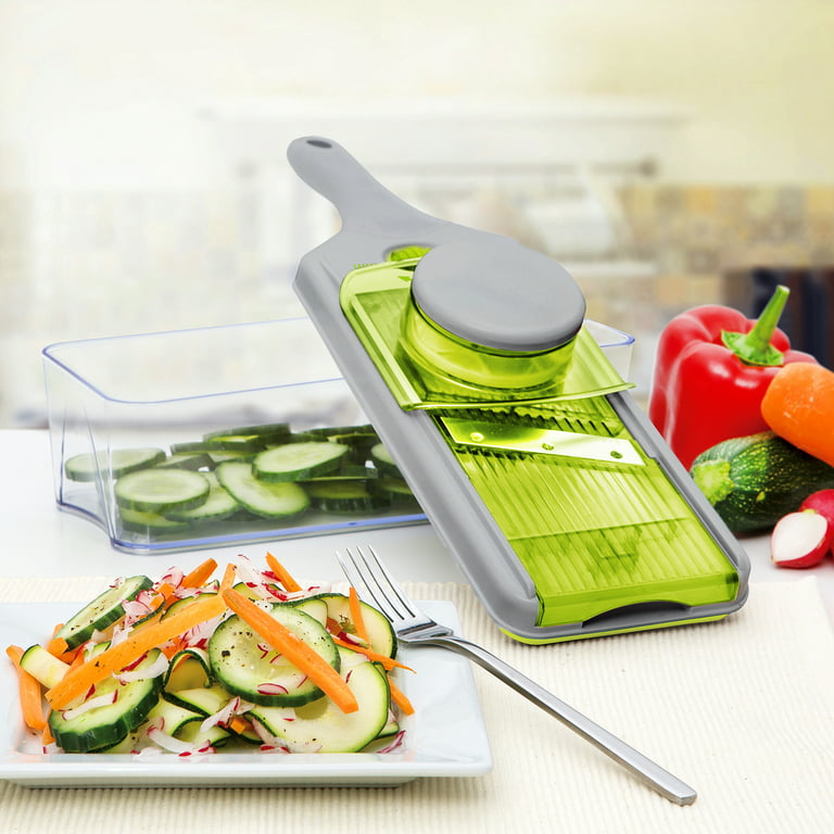 9 in 1 Vegetable Chopper Slicer, Vegetable Slicer and Chopper with 5  Replaceable Slicing Blades Thickness Adjustable vegetable Mandoline Slicer