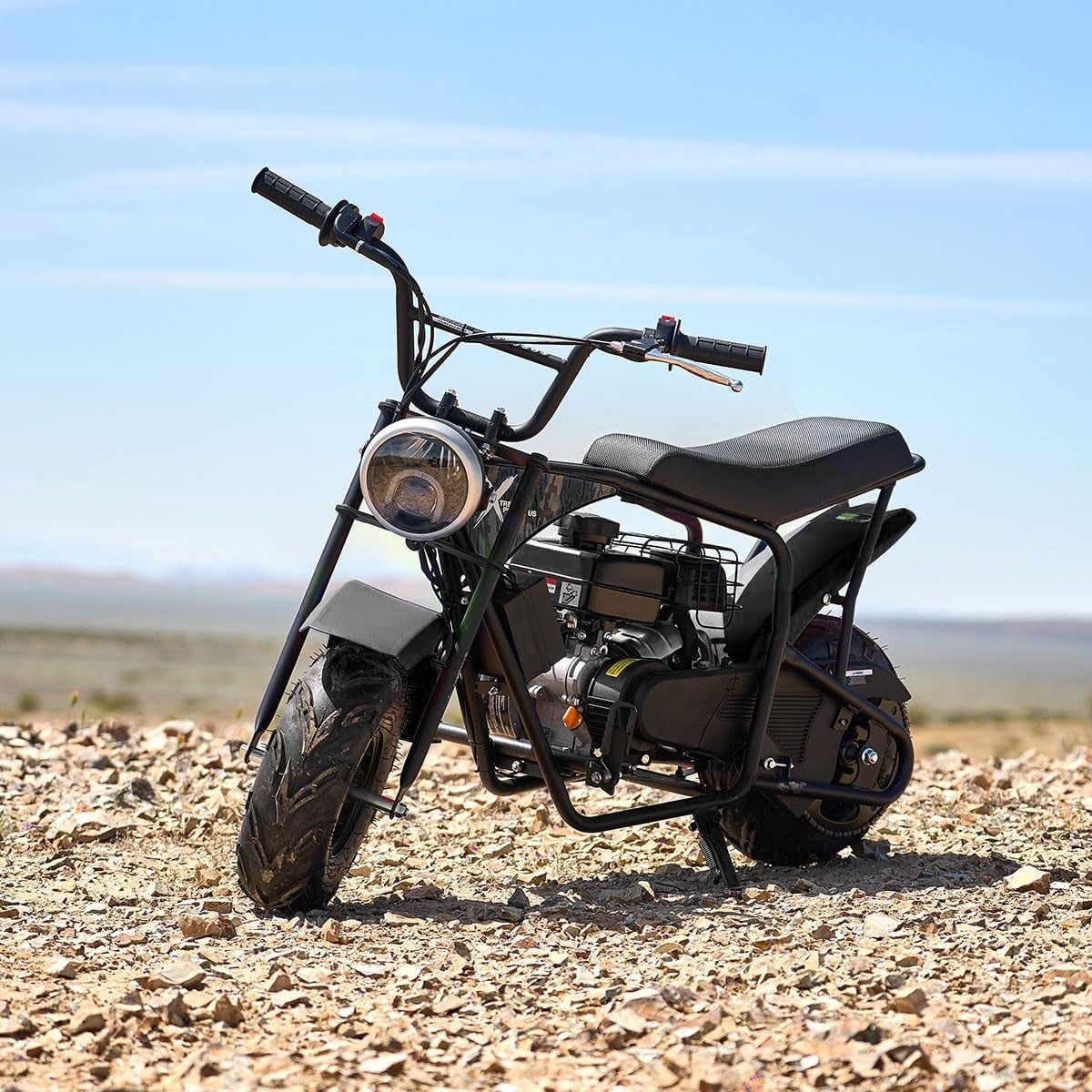 XtremepowerUS 99cc 4-Stroke Gas Mini Dirt Bike, Pull Start, Off-Road Trail Bike, Max Speed 23 MPH, 185 lb Capacity, black /Black