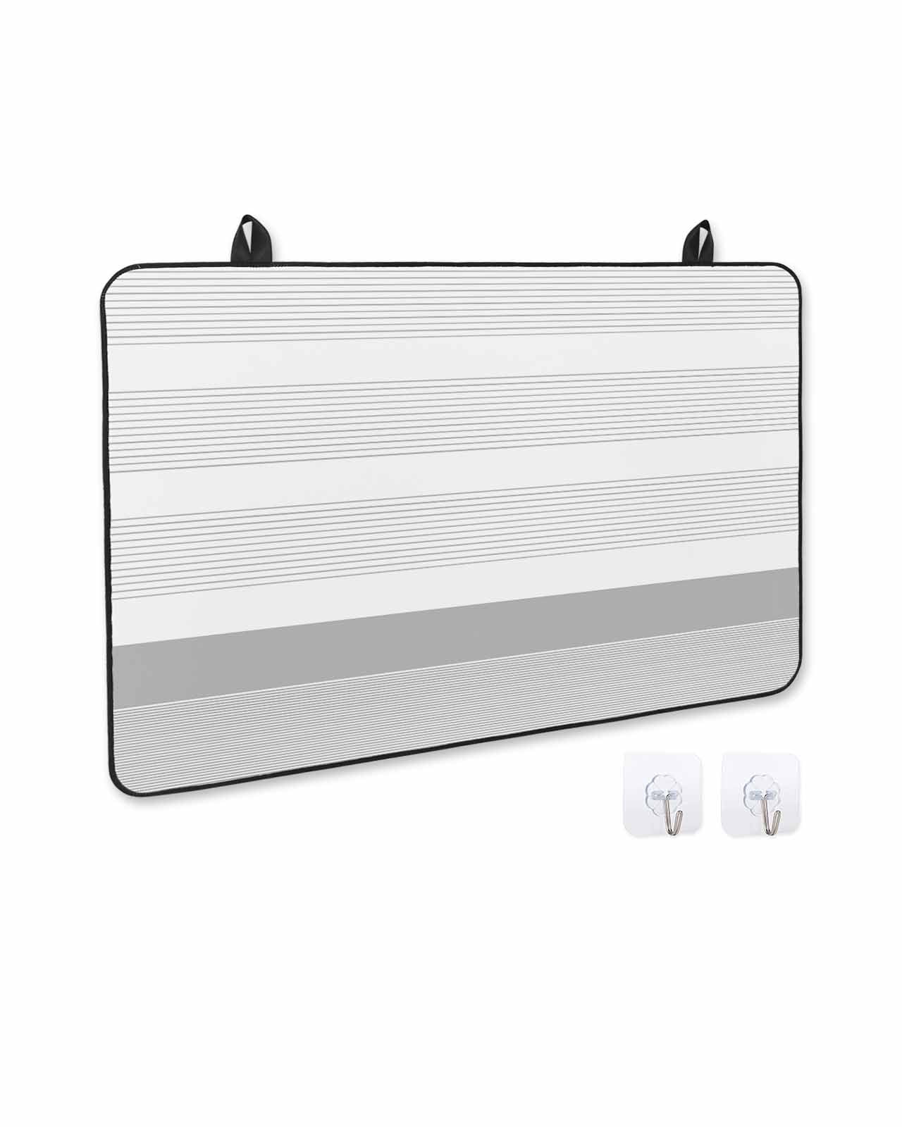 nqOlkjepod Large Induction Cooktop Protector Mat 36"x21", Gray Stripe Stove Top Covers for Electric Stove, Modern Rustic Horizontal Grey Striped Stove Burner Cover Mats, Glass Top Stove Cover