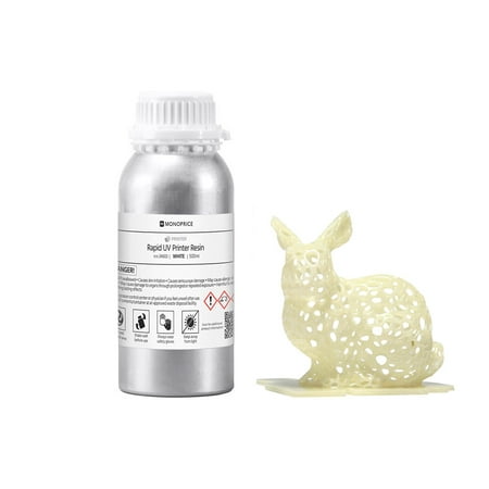 Monoprice Rapid UV 3D Printer Resin 500ml - White | Compatible with All UV Resin Printers DLP, Laser, or
