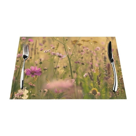 

Flower art under the light mat heat-resistant dining table mat washable PVC table mat woven vinyl kitchen table mat indoor anti slip and anti fouling dining mat