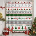 thumbnail image 2 of Merry Christmas Tree Snowflakes Elk Shower Curtain for Bathroom, Green Red Stripes Waterproof Shower Curtains Washable Quick Dry with Hooks Bathtub Curtains 60x72IN, 2 of 9