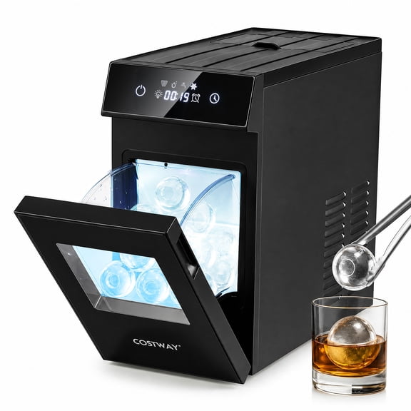 Costway 2" Ice Ball Maker Countertop with Self-Cleaning 8H Timer 1 Pc in 25 Mins 48 Pcs/Day