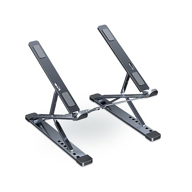 Soporte plegable y portátil para computadora portátil Aleación de aluminio de doble capa ajustable (gris)