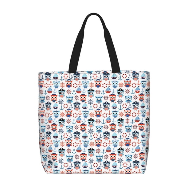 Easygdp Nautical And Pirate Owls Bolsa Tote para Mujer, Bolso de Hombro para Trabajo, Playa, Viajes, Compras y Supermercado