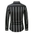 thumbnail image 4 of DDAPJ pyju Men's Striped Button Down Shirts Slim Fit Long Sleeve Casual Business Shirts Wrinkle Free Formal Dress Shirt with Pocket Black XL, 4 of 6