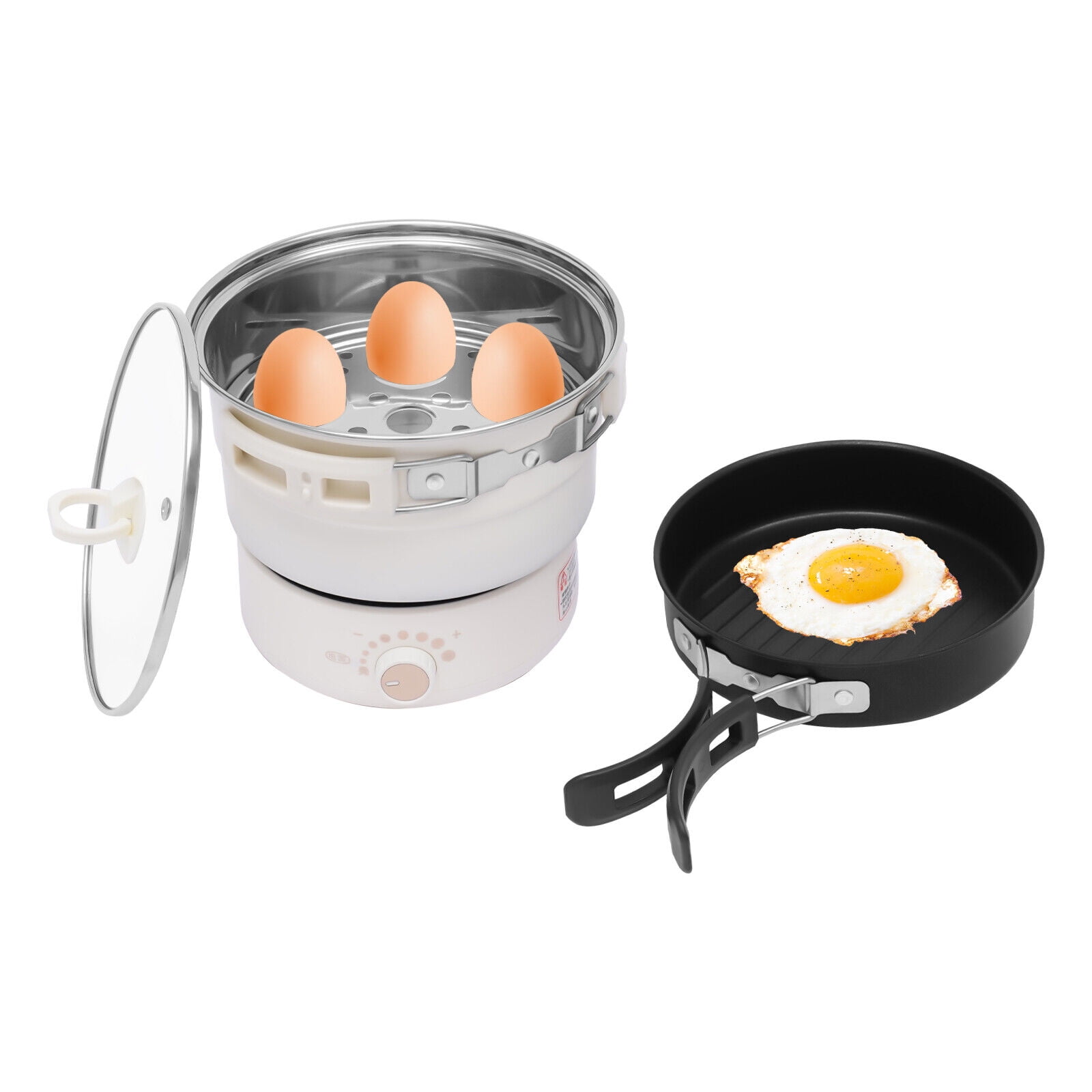 Electric Pot With Steamer, Non-stick Electric Cooker, Ramen Cooker, Electric  Hot Pot With Dual Power Control For Pasta, Noodles,steak,egg, Nonstick  Frying Pan, Portable Pot With Foldable Handle, Mini Pot, Electric Skillet  For