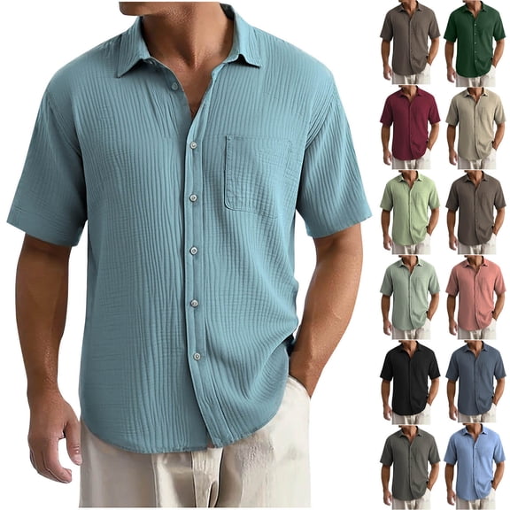 Zedker Mens Shirts Short Sleeve Button Down Shirts with Pockets Summer Fashion Beach Vacation T-Shirts Collared Golf Tennis Shirts