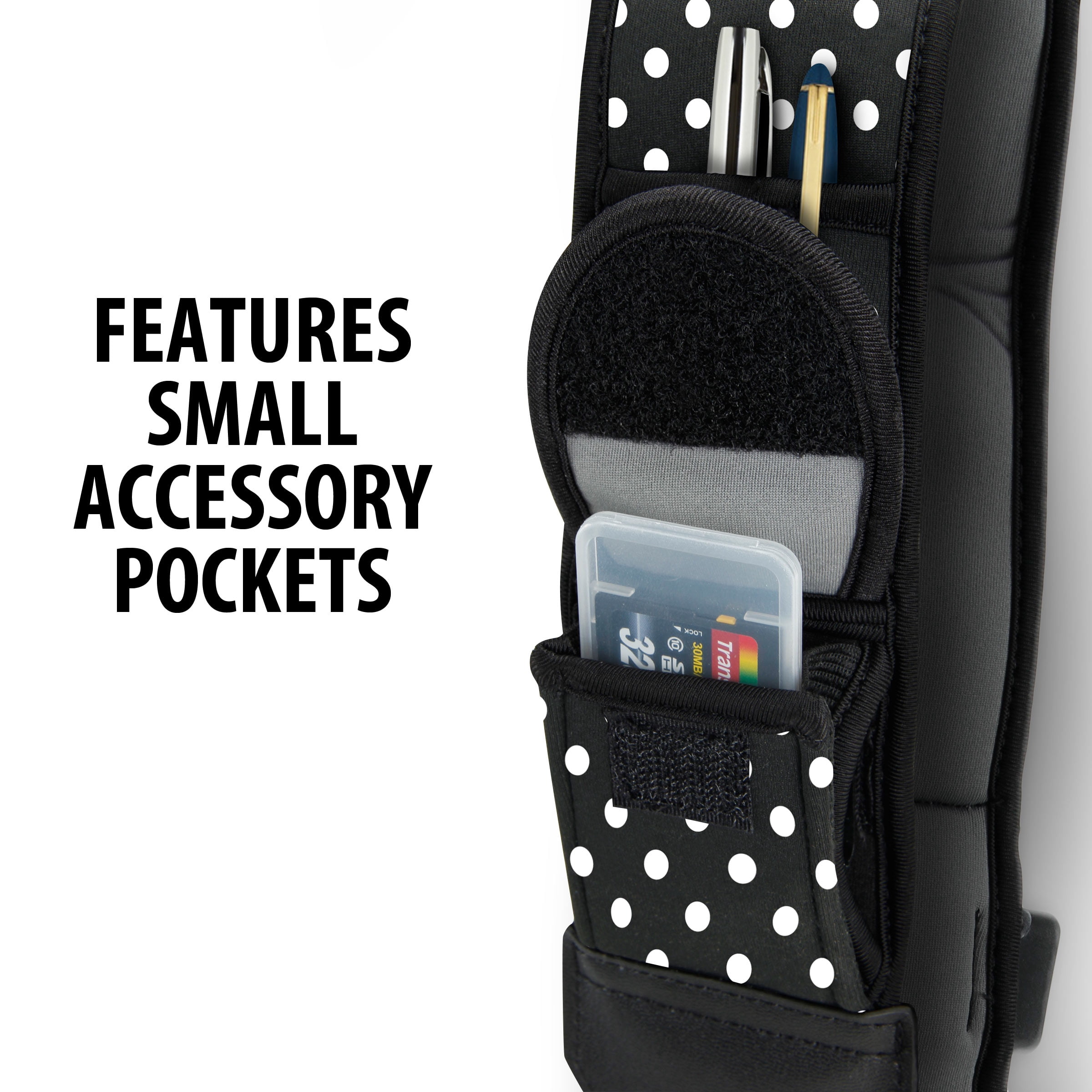 USA GEAR TrueSHOT Rapid Fire Camera Neck Strap Sling, Polka Dot