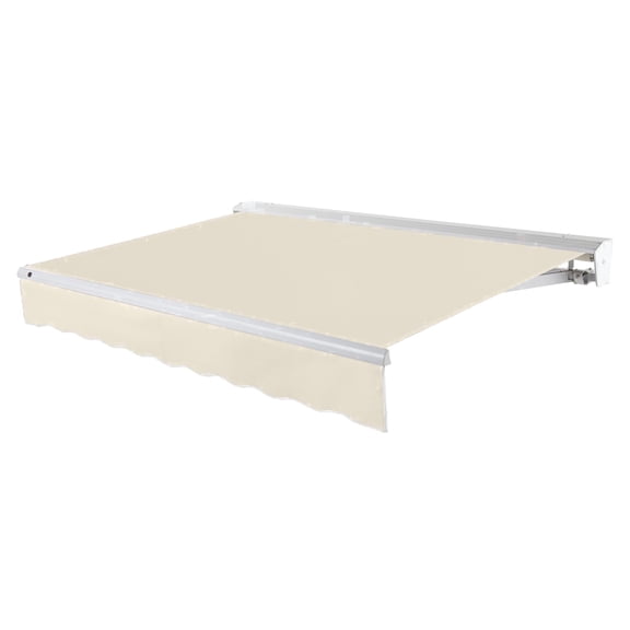 Awntech 14 Ft Destin Left Motorized Heavy Duty Patio Retractable Awning with Protective Hood (168in x 10.38in x 120in), Linen