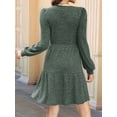thumbnail image 5 of Womens Square Neck Long Sleeve Fall Dresses Casual Babydoll Sweater Dress Green XXL, 5 of 6