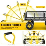 GVDV Heavy Duty Steel Garden Cart with Liner, 40 x 20, 660lbs Capacity, 10 Wheel, Utility Cart for Yard Work Hauling and Outdoor Use, Black/Yellow