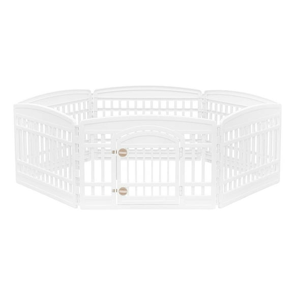 IRIS USA 24-inch 6 Panel Exercise Pet Playpen with Door,  White