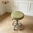 thumbnail image 4 of Round Bar Stool Cover Elastic Jacquard Maple Leaf Pattern, Stretch Seat Protector for Dining Vanity, Washable Imitation Silk, 4 of 6