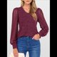 thumbnail image 5 of Blusas de Encaje de Larga para Mujer, Suéteres de Cuello en V A para Otoño 2025, Atuendos Elegantes e Informales de Invierno Vino Tinto M, 5 of 8