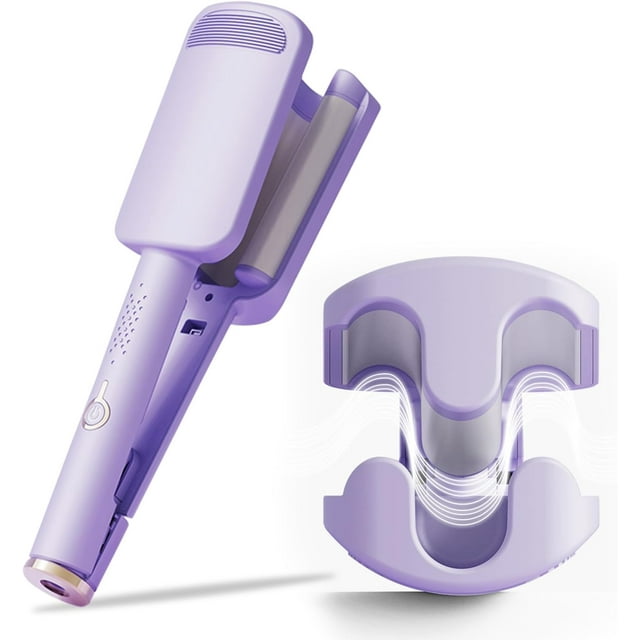 HUGFEGWE 3 Barrel Rovy Wave Curling Iron, 1.25 Inch Hair Crimper Waver, Deep Waver Hair Curler Hot Tool with Ceramic Hair Crimper for Women, Hair Curler with Four Temperature Control, AZ824-27871